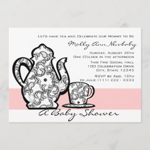 Invitation Thé de baby shower avec une couleur variable
