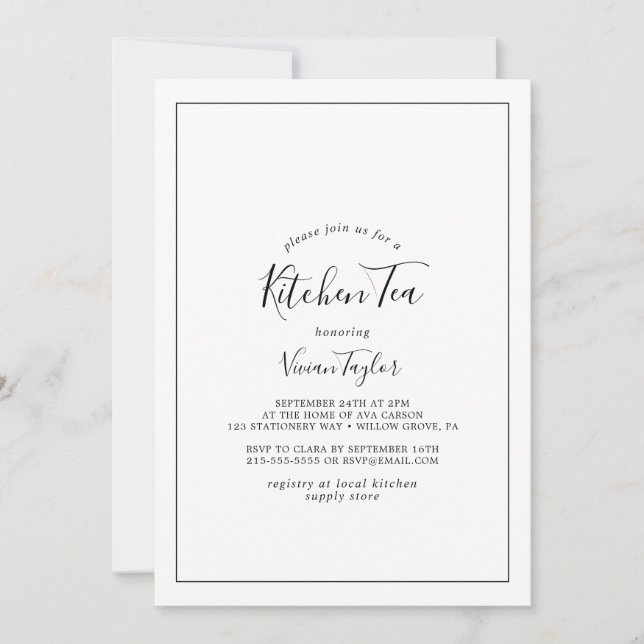 Invitation Thé de cuisine minimaliste (Devant)