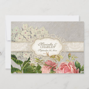 Invitation Thé de dentelle Vintage moderne teint Hydrangea en