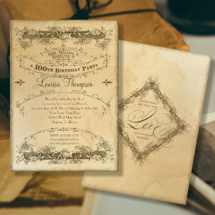 Invitation Thé de fête du 100e anniversaire vintage