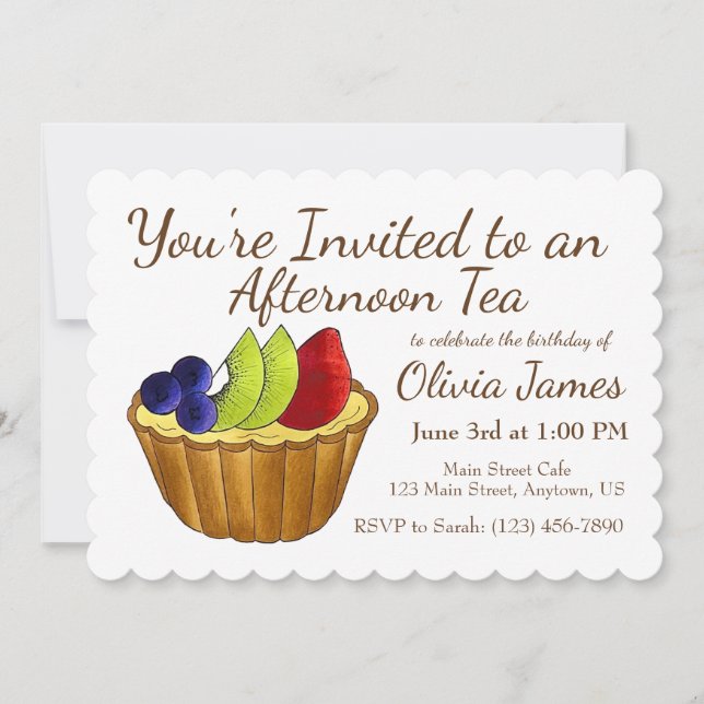 Invitation Thé de l'après-midi Fête d'anniversaire Tartine de (Devant)