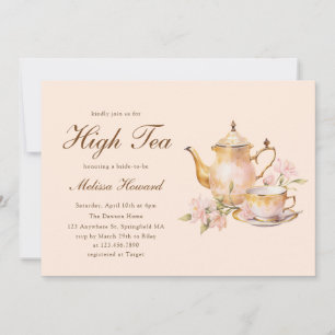 Invitation Thé de l'après-midi Pastel Orange Doré Enterrement