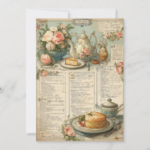 Invitation Thé de l'après-midi & Petits Petons Thé Vintage