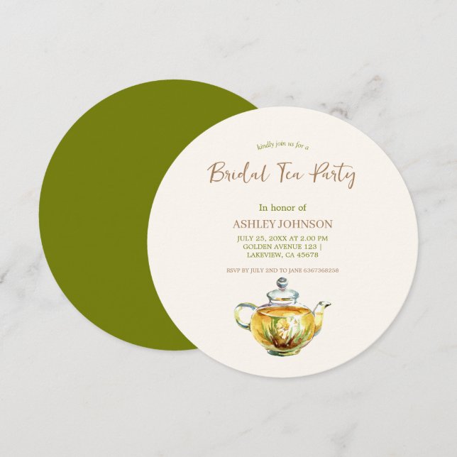 Invitation Thé de mariage charmant à la camomille (Devant / Derrière)