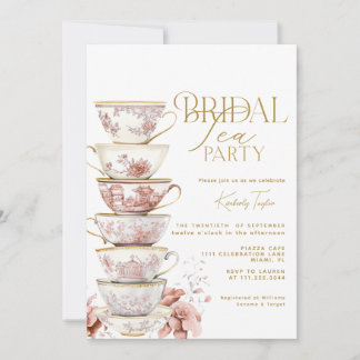 Invitation Thé de mariage en broderie chinoise rose Fête de m
