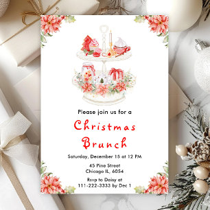 Invitation Thé de Noël Fête Rouge