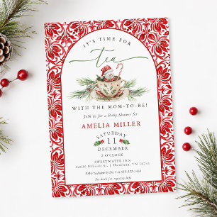Invitation Thé de Noël pour la douche de la future maman