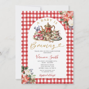 Invitation Thé de Noël Un bébé brasse du Baby shower floral
