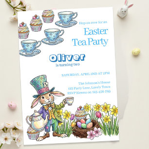 Invitation Thé de Pâques avec le Lapin pour enfants d'anniver