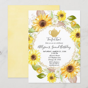 Invitation Thé de thé de tournesols pour l'anniversaire deux