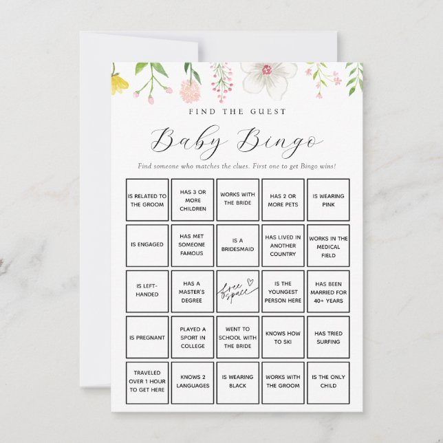 Invitation Thé de Whimsical Trouvez l'invité Baby Bingo Game  (Devant)