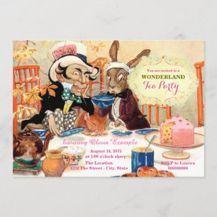 Invitation Thé du Chapelier Fou Alice au Pays des Merveilles