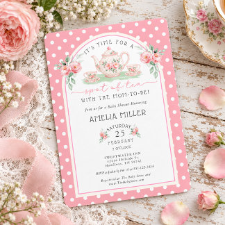 Invitation Thé floral avec la Baby Shower de la future maman