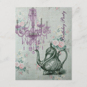 Invitation thé français d'anniversaire de jardin de pays