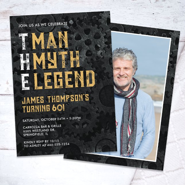 Invitation The Man The Myth The Legend 60th Photo Birthday (Créateur téléchargé)
