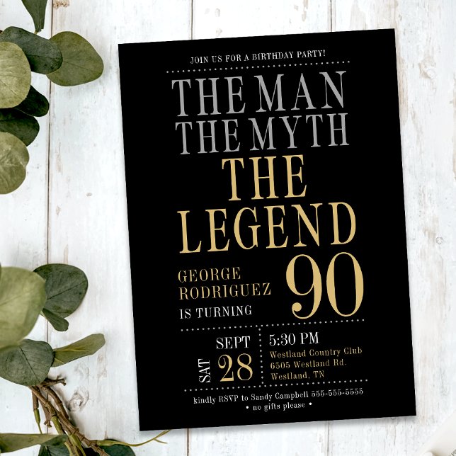 Invitation The Man The Myth The Legend 90th Birthday Party (Créateur téléchargé)