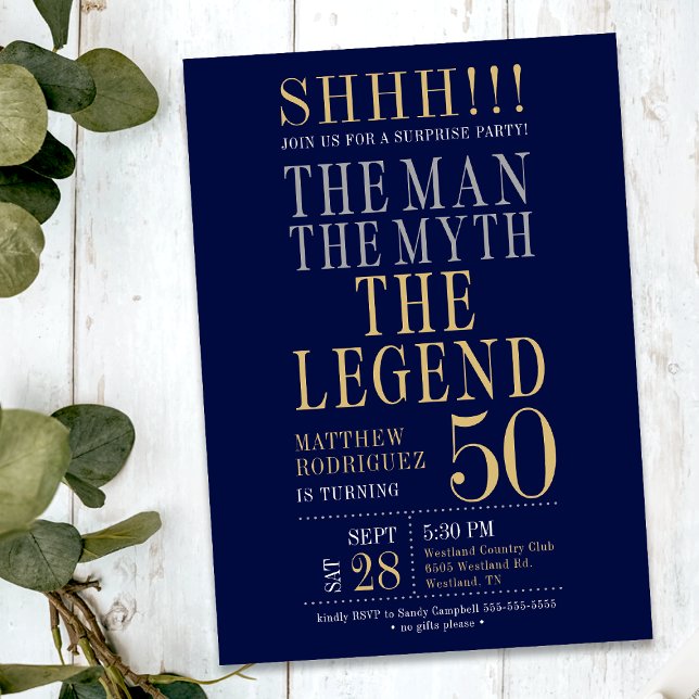 Invitation The Man The Myth The Legend Surprise 50th Birthday (Créateur téléchargé)
