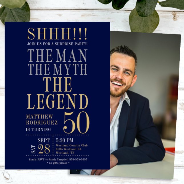 Invitation The Man The Myth The Legend Surprise 50th Birthday (Créateur téléchargé)