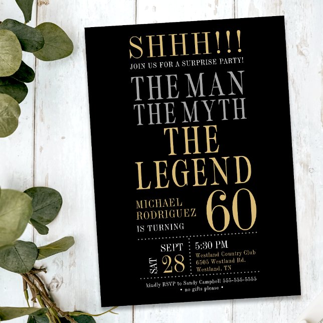 Invitation The Man The Myth The Legend Surprise 60th Birthday (Créateur téléchargé)