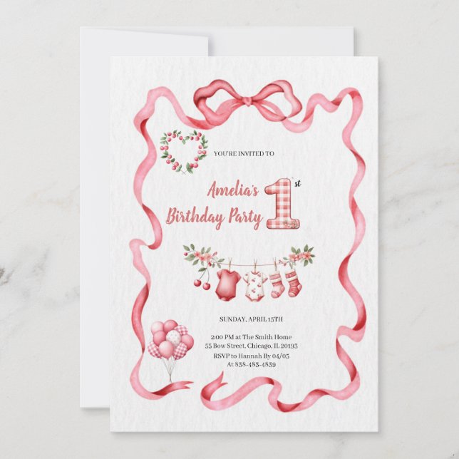 INVITATION THE MOST CUTE PINK BIRTHDAY PARTY (Devant)
