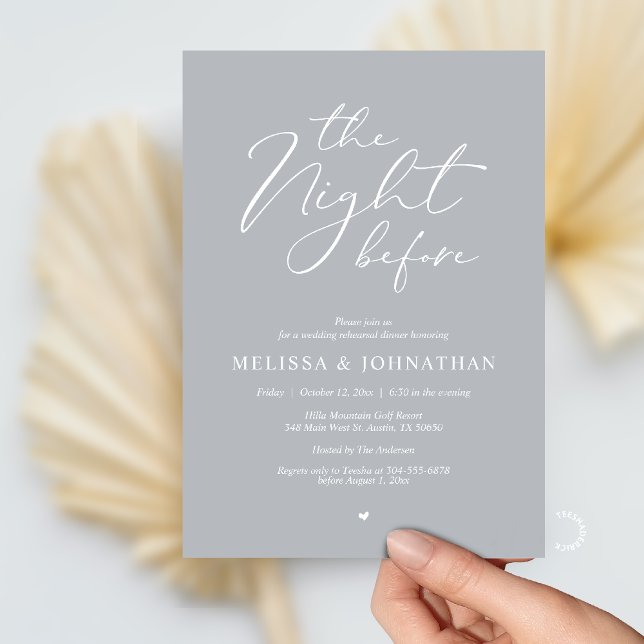 Invitation The Night Before Romantic Wedding Rehearsal Dinner (The Night Before Romantic Wedding Rehearsal Dinner Invitation card in Chill Grey)