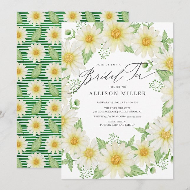 Invitation Thé nuptial Floral Fraîché (Devant / Derrière)