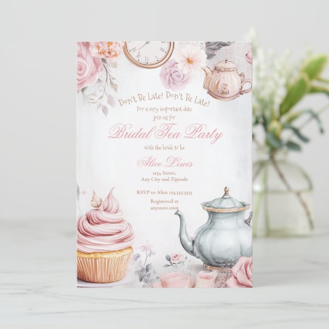 Invitation Thé nuptiale invitation, Alice nuptiale thé (Debout devant)