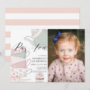 Invitation Thé Par Thé Thé Floral Teapot rose1er Anniversaire