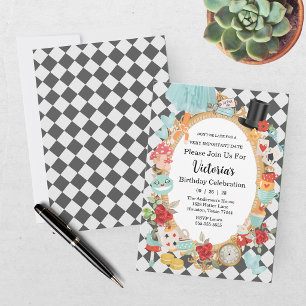 Invitation Thé Party Alice aux Pays des Merveilles Fille Anni