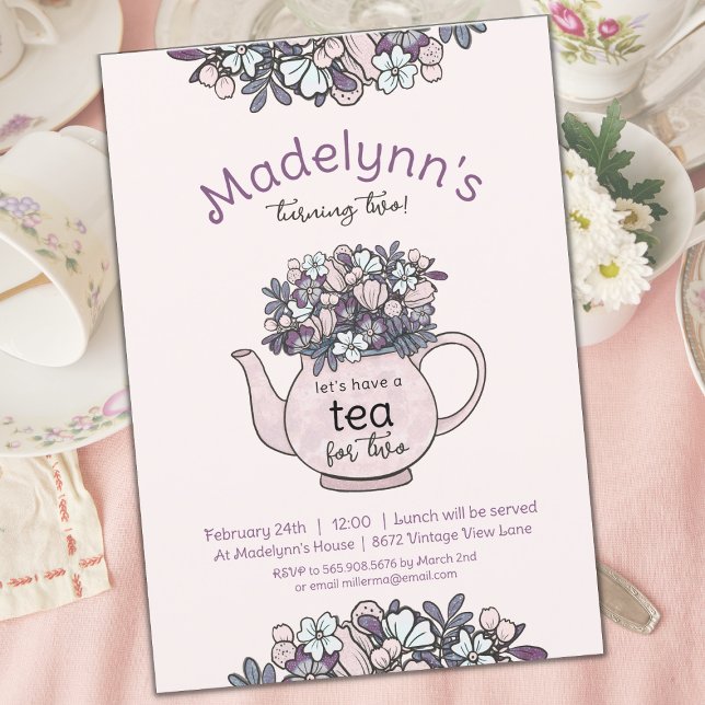 Invitation Thé pour deux fêtes d'anniversaire (Créateur téléchargé)