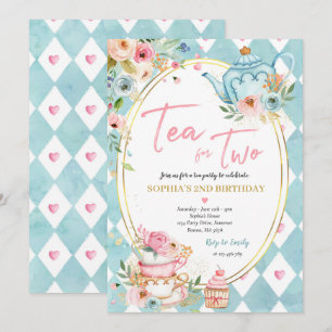 Invitation Thé Pour Deux Fêtes D'Anniversaire Rose Et Gold Fl
