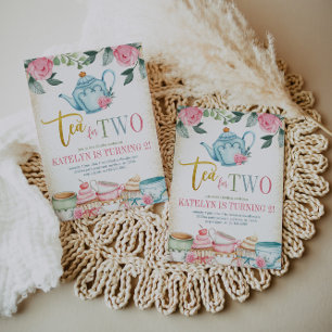 Invitation Thé pour deux fleurs 2e anniversaire