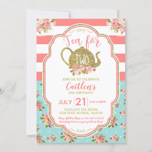 Invitation Thé Pour Deux Parties scintillant D'Or Rose Annive