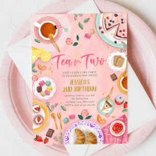 Invitation Thé pour fille à deux parties Pink Gold deuxième a