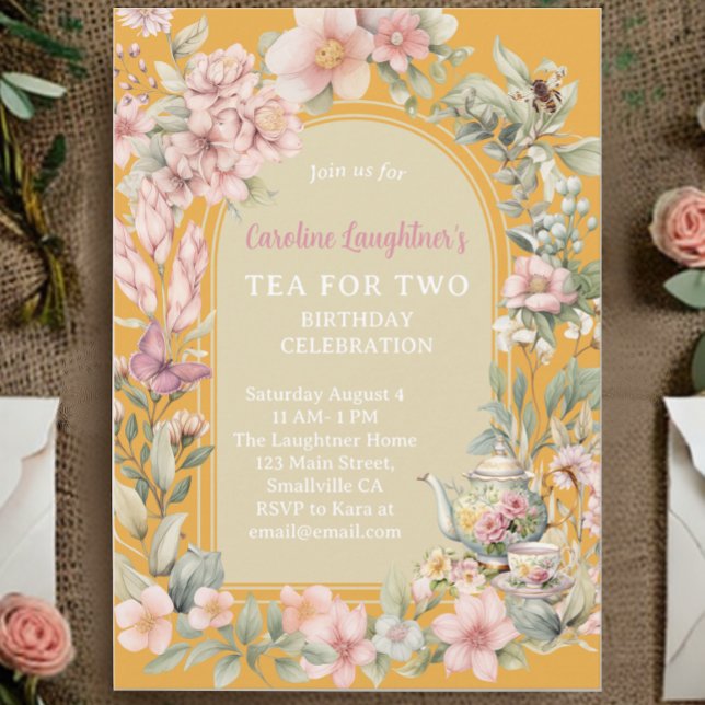 Invitation Thé Pour Jardin Deux Fleurs sauvages Anniversaire (Créateur téléchargé)