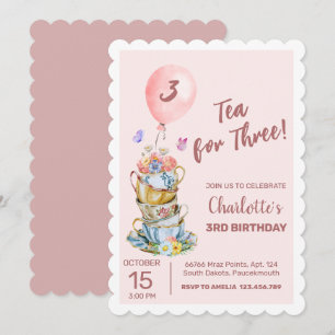 Invitation Thé Pour Trois Anniversaire Rose Floral Tea Party