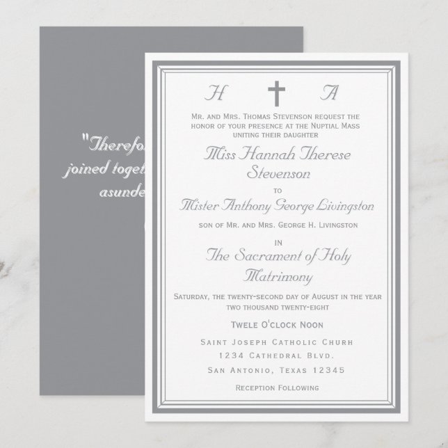 Invitation The Refined Catholic Silver Wedding (Devant / Derrière)