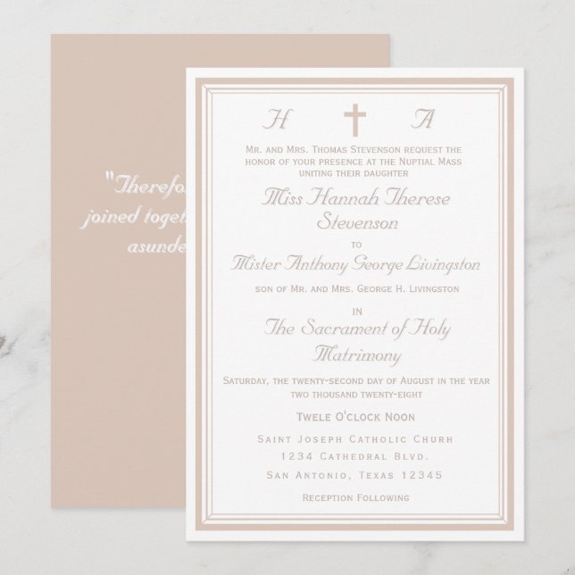 Invitation The Refined Catholic Wedding (Devant / Derrière)