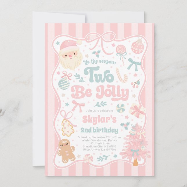 Invitation The Season Two Be Jolly Christmas Bow 2nd Birthday (Devant)