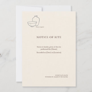 Invitation The Vessel- Minimalist Sacrement Announcement 