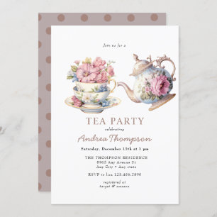 Invitation Thé vintage   Fleurs Tea Party