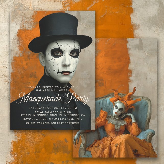 Invitation Théâtre Haunted Halloween Masquerade Party (Invitation available in both printed and instant download digital formats.)