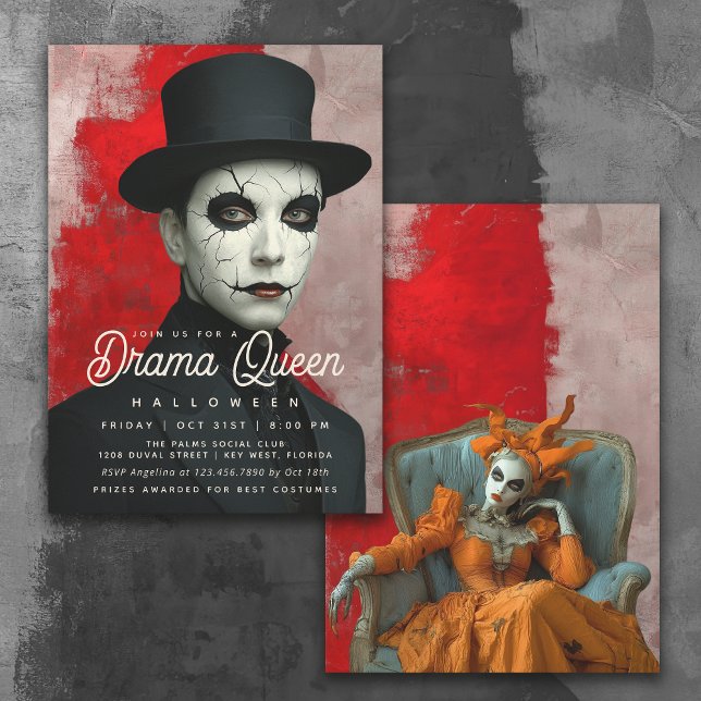Invitation Theatrical Drama Queen Halloween Party (Invitation available in both printed and instant download digital formats.)