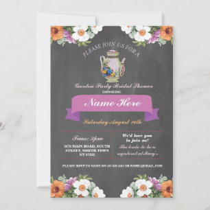 Invitation Théière Alice de Fête de la mariée dans