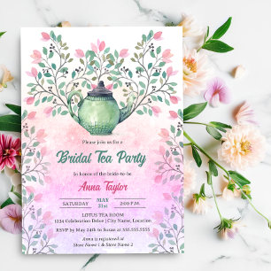 Invitation Théière élégante pour thé à la florale