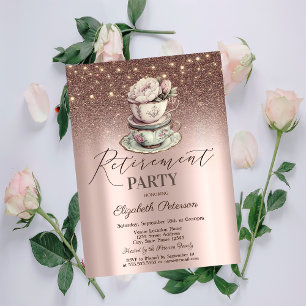 Invitation Théière Fleurie, Paillettes, Guirlande Lumineuse R