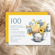 Théière Fleurs Jaunes Bleues 100e Anniversaire