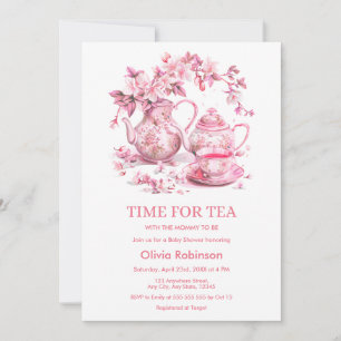 Invitation Théière Florale Moment du Thé Baby Shower