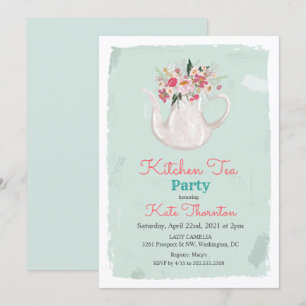 Invitation Théière florale Thé Party Cuisine Thé
