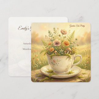 Invitation Théière Florale Vintage Cottagecore Jardin